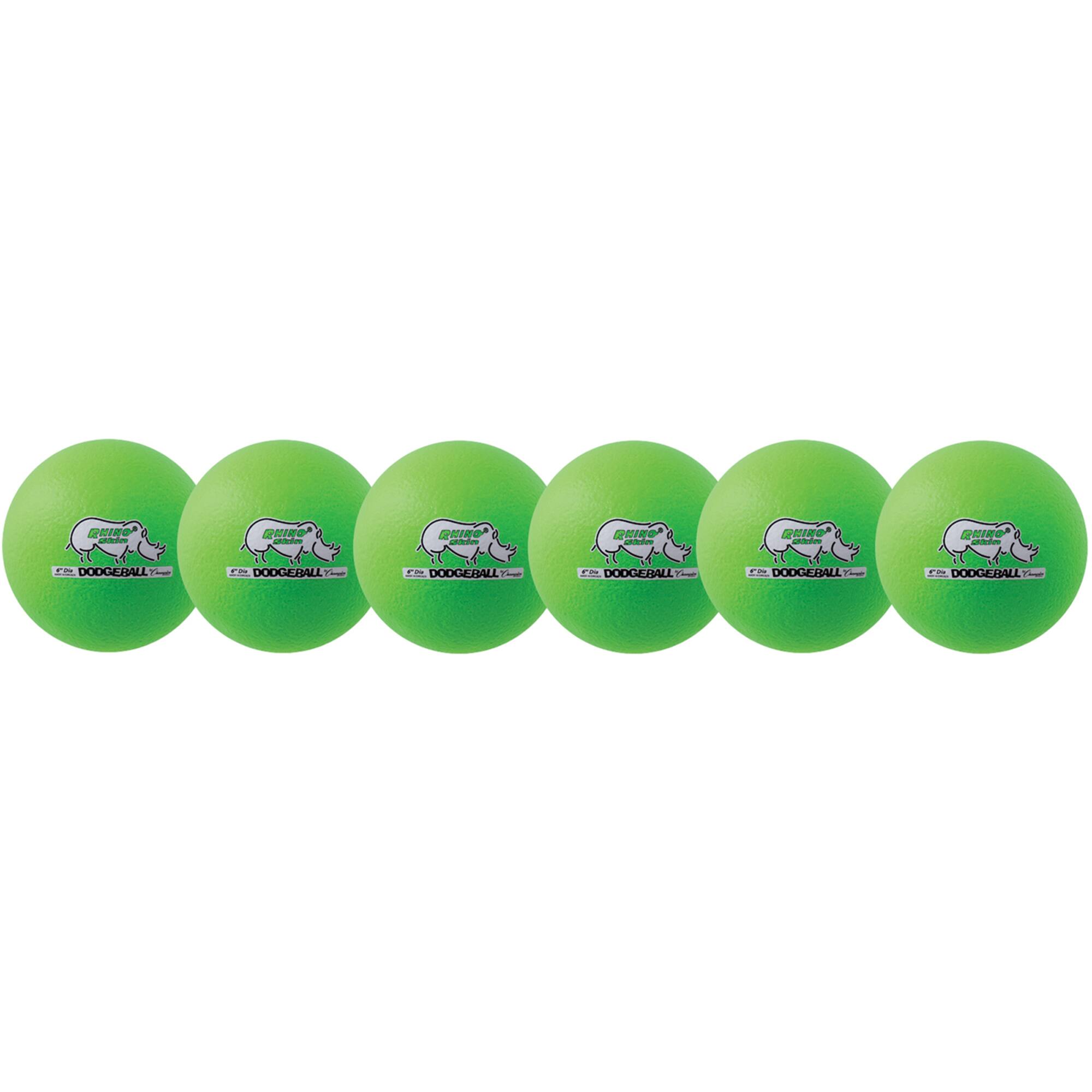 Champion Sports Rhino Skin® 6" Neon Green Low Bounce Dodgeball, 6ct.